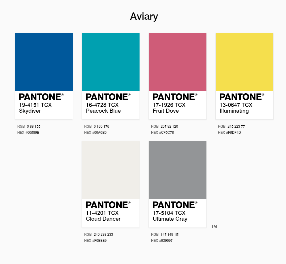 2021 Pantone AVIARY Palette
